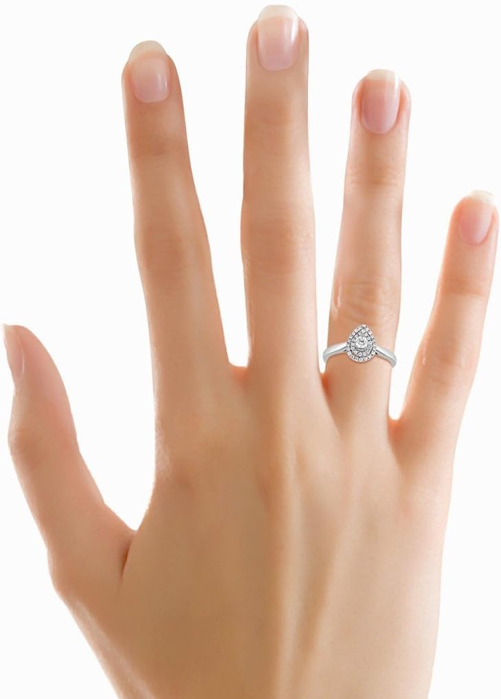 JEWELS FORUM 0.24 Ct 14Ct White Gold Marquise Shape Cluster Diamond Engagement Ring for Women (Color HI,Clarity I1-I2)