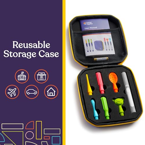 Special Supplies Buzz Buddy Oral Motor Stimulation kit with 6 Soft Textured Interchangeable Heads, Calm Sensory Needs, Support Speech, and Stimulate Self Feeding, Gentle Vibrations (Grey) - Image 4