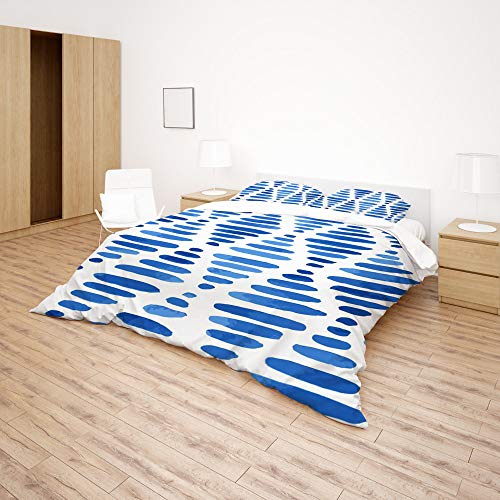 Parure de lit bleu roi King size aux finitions géométriques texturées - 5