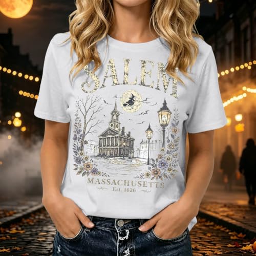 Halloween Witch Shirts For Women Salem Massachusetts Est. 1626 Tee Tops - image 2