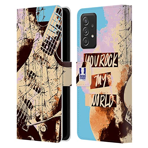 Guitare de grunge tout de musique étui portefeuille Galaxy A52 housse protection antichoc noire