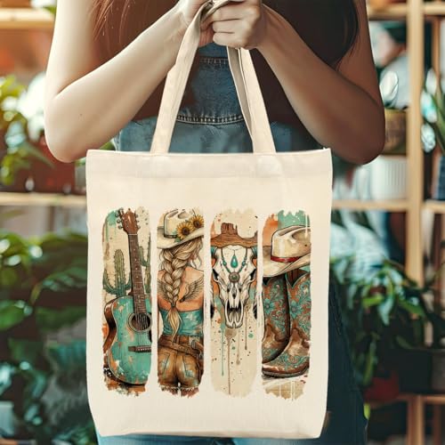 Bolso tipo tote western de lona para mujer miniatura 2