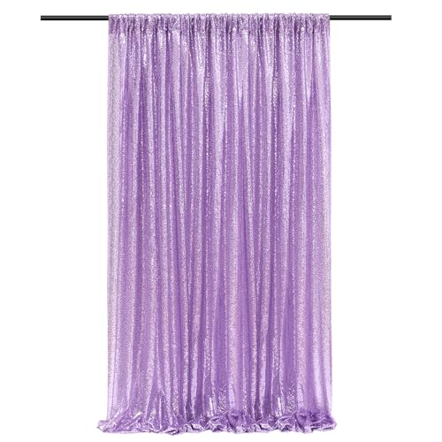 Image of Lavender Sequin Backdrop Curtains-1 Panel 3FTx8FT Light Purple Backdrop for Wedding, Glitter Party Decorations Background Drapes for Birthday Party Anniversary Graduation Photo Booth Decor
