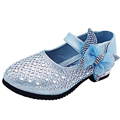 YING LAN Little Big Girl Glitter PU Leather Mary Jane Shoes Blue 28