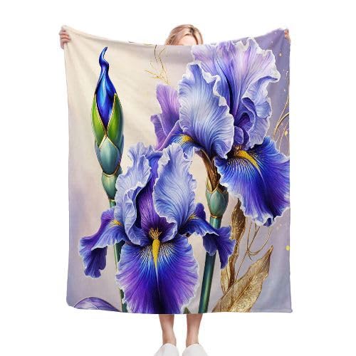 Fotmung Throw de Flanela Cálida Flores RomáNticas, 130x150 cm Ideal para el Sofá, Manta para la Siesta Tarde, Lavable a Máquina y Sin Pérdida de Color Ligera de Llevar y Fácil de Almacenar L260-