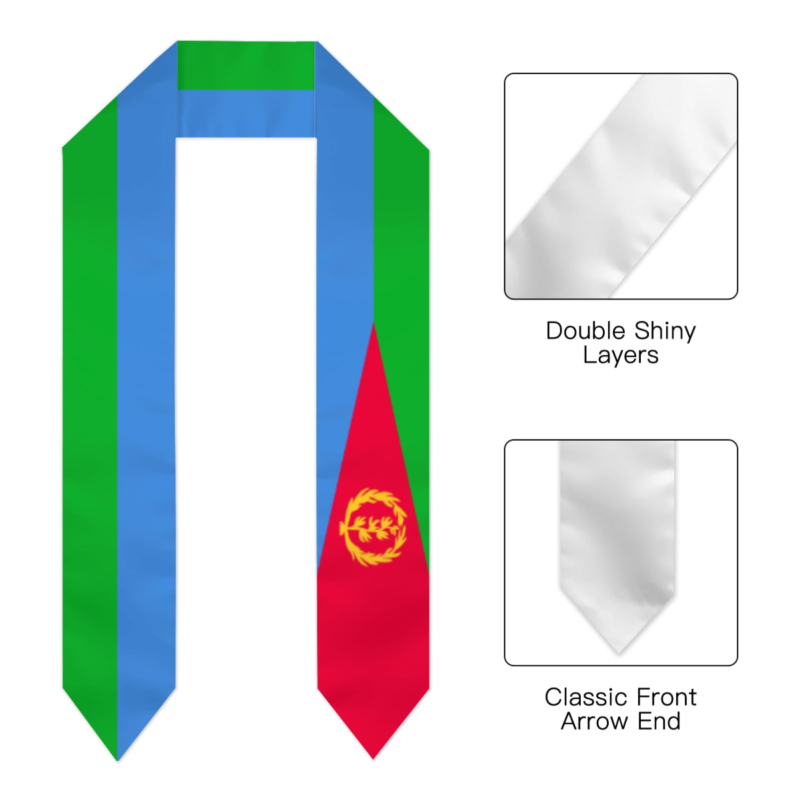 DABOYOZHZH Eritrea Flag Graduation Stoles Shawl Sash Scraf For Study Aboard International Students Graduation's Day