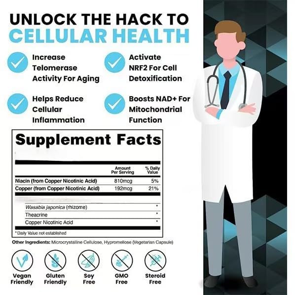 Supplément liposomal NAD, 1500 mg, supplément NAD resvératrol pour femmes et hommes, NAD+ soutient la santé cellulaire, l'énergie et l'anti-âge pour une longévité saine