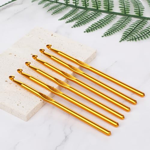 12PCS 6mm Crochet Hook, Aluminum US J/10 Small Crochet Hooks, Crochet Hooks for Beginners, Knitting Crochet Needles for Yarn Craft