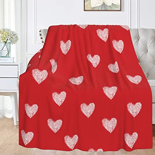 Fehuew Happy Valentine's Day Heart Red Flannel Fleece Throw Blanket 50X60 Inch Living Room/Bedroom/Sofa Couch Warm Soft Bed Blanket For Kids Adults #TOP4