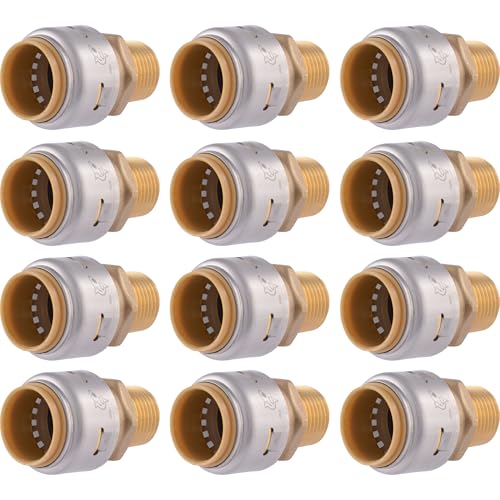 Image of SharkBite Max 3 /4 Inch x 1 /2 Inch MNPT Adapter, Pack of 12, Push-to-Connect Brass Plumbing Fitting, UR138