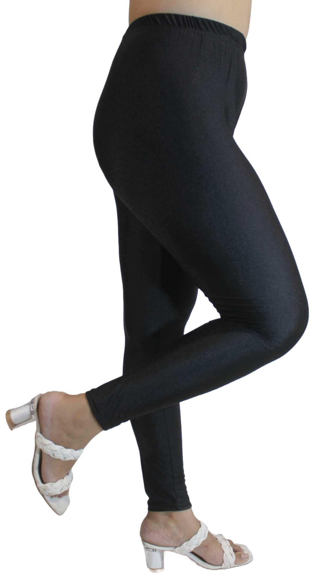 Women's Basic Cotton Leggings, Black, Elastic Waistband, Full Length, Casual Wear Tights-picture-47