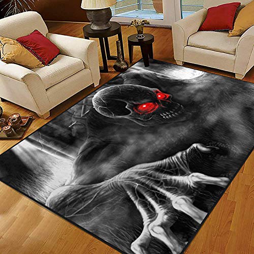 ALAZA Skull Rug, Area Rugs 5x7 for Living Room Bedroom Home Decorative 3D Skull