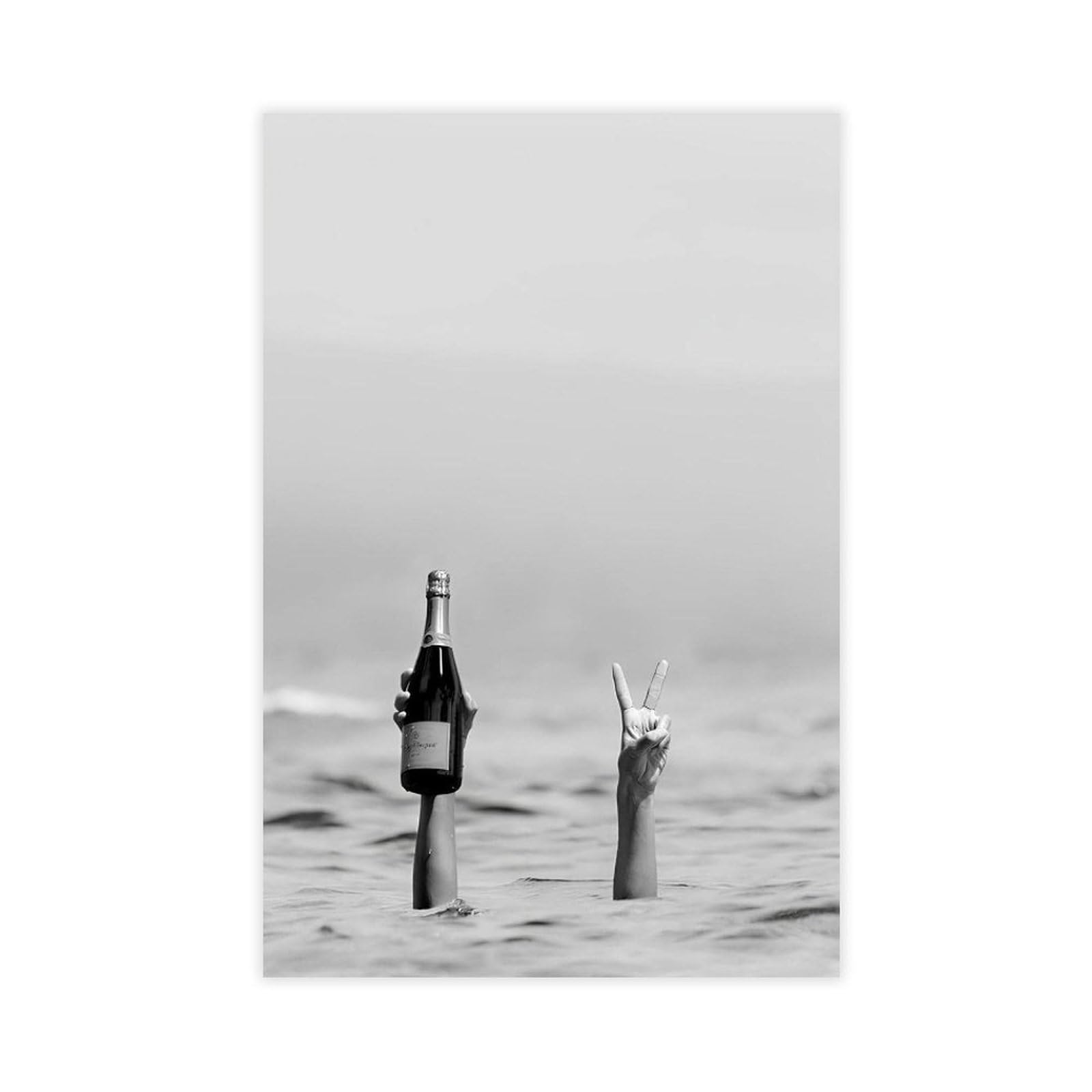 Ywtjax Unframe-Style Champagne At Sea Poster Canvas Poster For Home Decor Gift