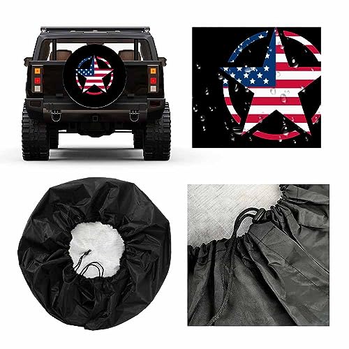Image of American Flag Star Spare Tire Cover Army War Medal Armed Weatherproof Universal Wheel Protectors Camper Tire Covers for Trailer Rv Travel(17 inch)