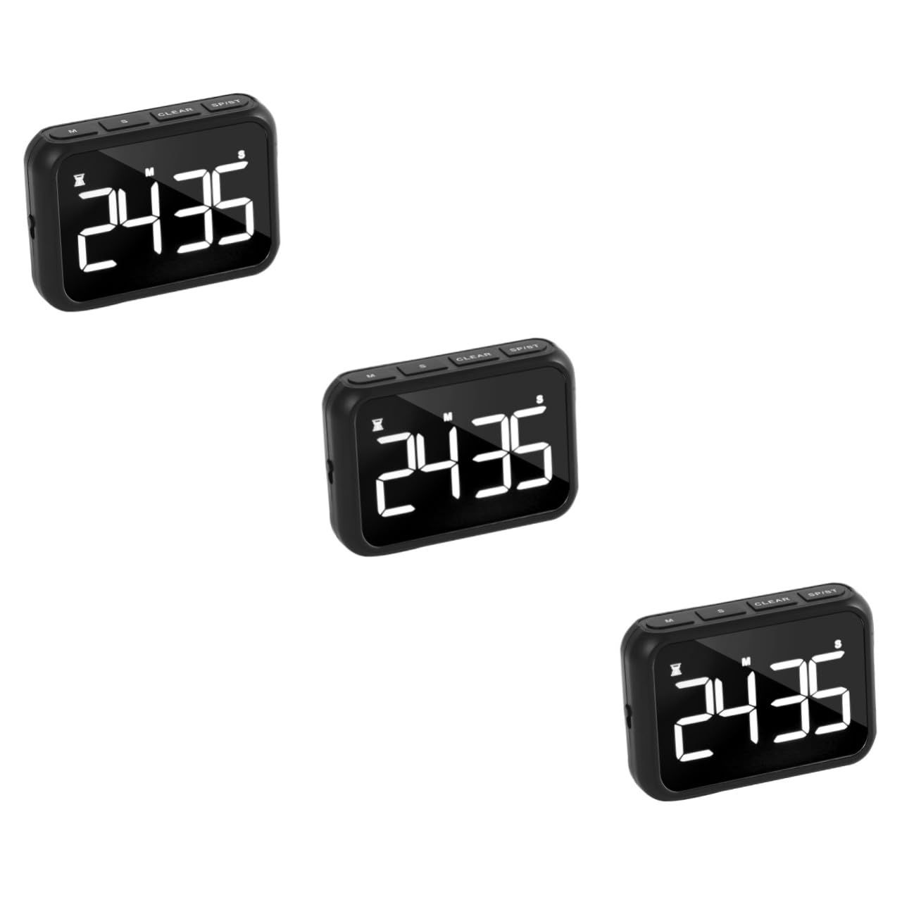 TOPBATHY 3st Wecker Digitaler Küchentimer Elektronisch Uhr USB-Timer Großbildschirm-Touch-küchen Digitaler Countdown- Mechanischer Für Die Küche Alarm Nacht Kochen Abs Black