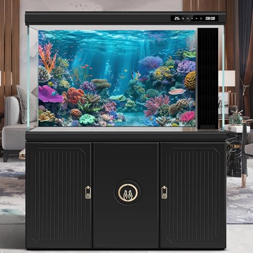 Image of Under The Sea Aquarium Background Turquoise Underwater World Theme Terrarium Background Deep Ocean Sea with Coral Rocks Fish Tank Backdrop Tropical Ocean Marine with Sunbeams Backdrops 24x16in