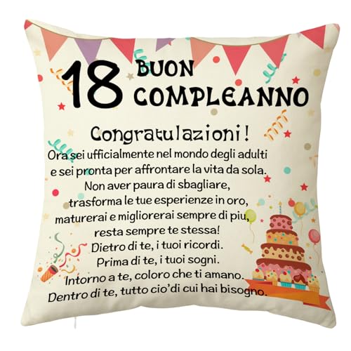Irrigao Regalo Compleanno 18 Anni, Copricuscini Divano 18 Anni, Regali...