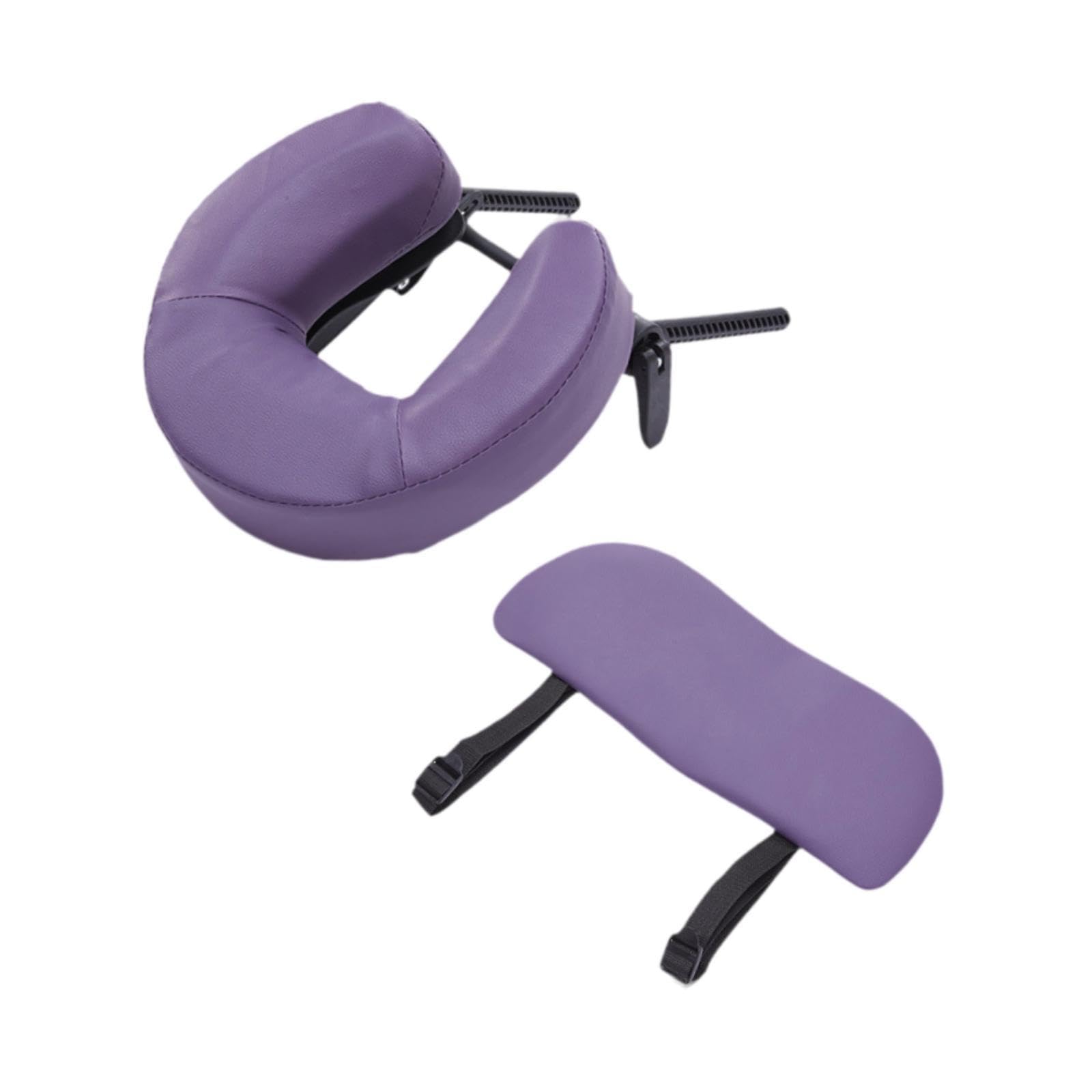 Gesichtsauflage Kopfstütze Massagezubehör U Kissen Halterungssystem mit Ergonomischem Design Und Abnehmbarer Armablage für Komfort für zu H, Lila
