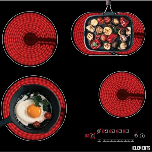 Placa de inducción de 60 cm, antiarañazos, resistente a los arañazos, función de conservación del calor, placa de inducción de 4 placas, Flexzone, autosuficiente, 7400 W, sin marco, control táctil