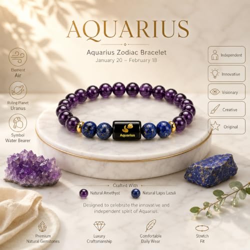 Image of Zodiac Bracelet for Men & Women | 12 Zodiac Signs & Rashi Collection | Natural Crystal Bracelets | Lab Tested Natural Stones | Premium Gift Box & Velvet Pouch
