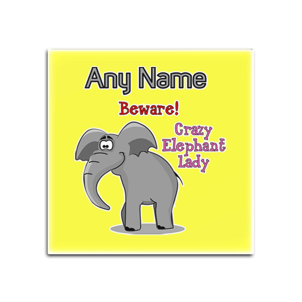 Dessous de verre carré motif animal éléphant blanc et jaune en verre