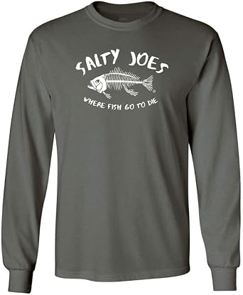 SALTY JOES "Where Fish Go to Die Heavyweight Long Sleeve Tee in Reg, Big & Tall