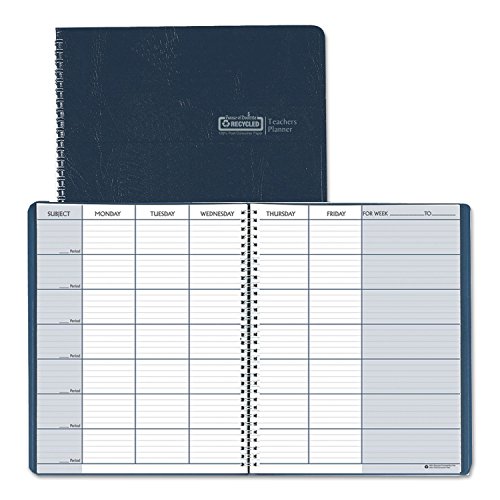 House Of Doolitte Teacher's Planner, Embossed Simulated Leather Cover, 11 x 8-1/2, Blue, EA - HOD50907