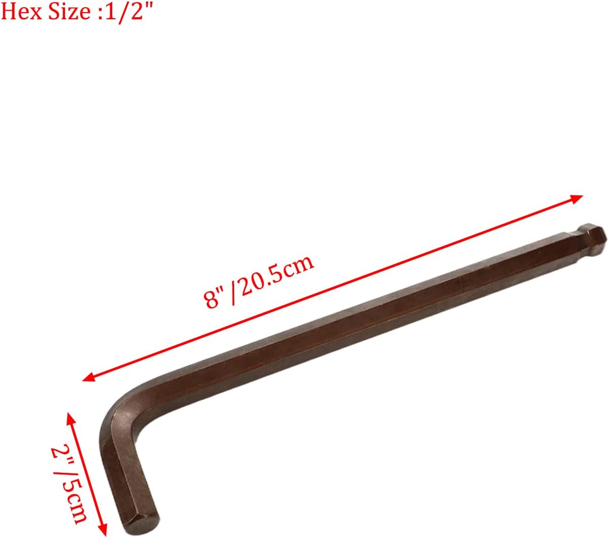 1/2" Hex Key Wrench Extra Long 8-inch Length L Shaped Ball End Allen Wrench