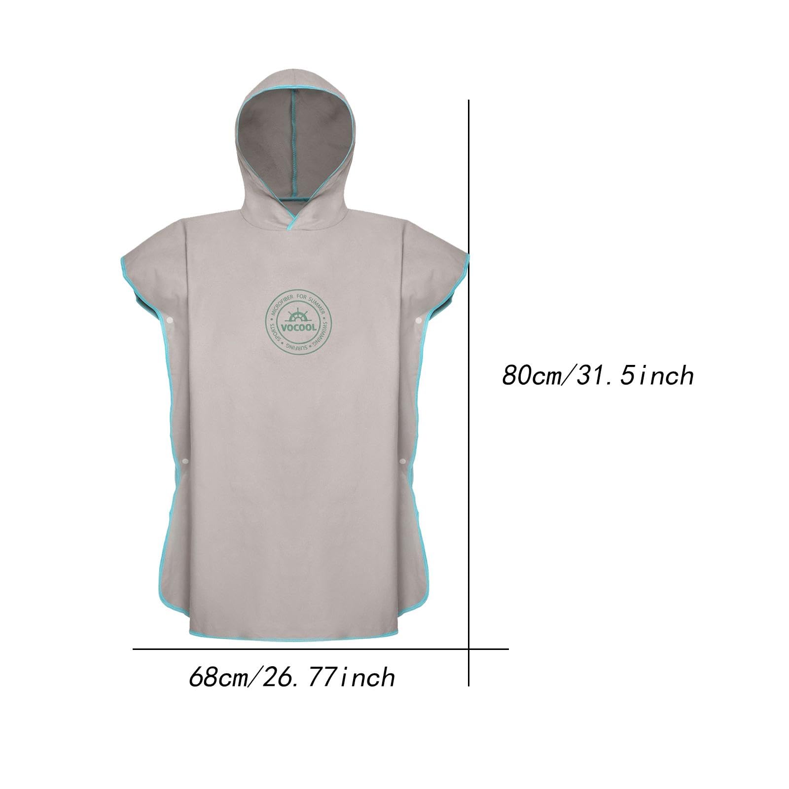 Poncho de Surf Robe de Rechange Serviette à Capuche Peignoir de Natation Protection Contre Le Vent et Le Sable Adapté pour Les Enfants à La Plage et P, Gris