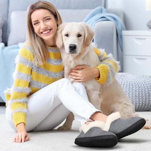 Ecetana Womens Slippers House Shoes: Memory Foam Comfy Closed Back Fuzzy Slippers Indoor and Outdoor Cozy Slip On Soft Bedroom Shoes2