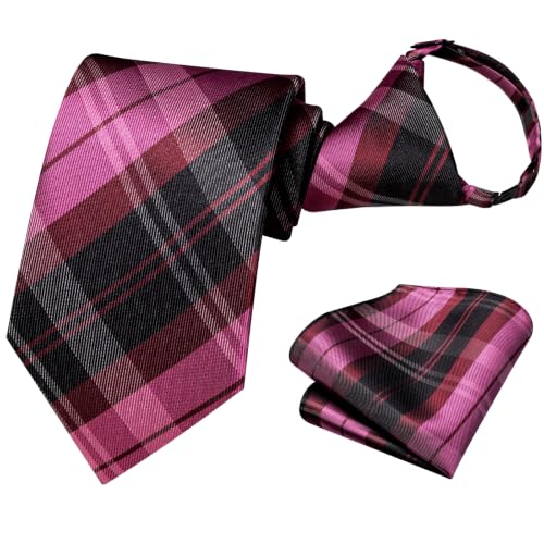 Image of Hi-Tie Boys Tie Pre-Tied Pocket Square Set Adjustable Kids Neckties Age 7-11 Years School UniForm Graduation