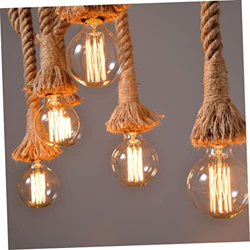 Lámpara de cuerda de cáñamo de tres luces para iluminar salones oscuros con estilo 7