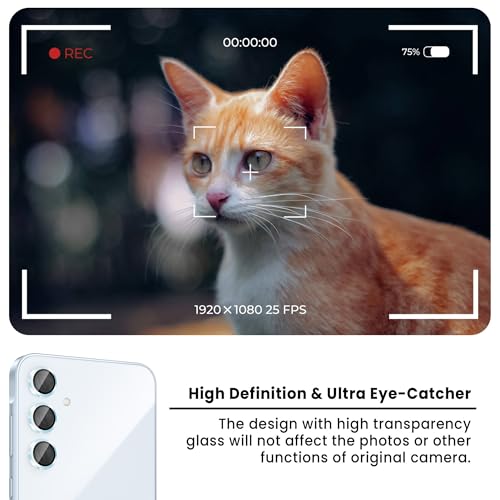 Image of FIRST MART Blue Camera Ring Guard Protector for Samsung Galaxy A35 and Samsung A55 | Tempered Glass with Metal Alloy Rings, HD Clear, Scratch Resistant, Case-Friendly | Pack of 1