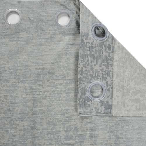 Image of Crosshatch Pastel Grey Polyester Window Curtains 5 Feet | Darkening Drapes with Eyelets | Set of 2 Panels for Living Room, Bedroom & Office