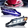 JOLUNG Headlights Assembly for Toyota Camry 2018-2022 Lexus ES Style 8th Gen,Upgrade LED Headlamp with Blue Animation & Sequential Turn Signal, Driver and Passenger Side