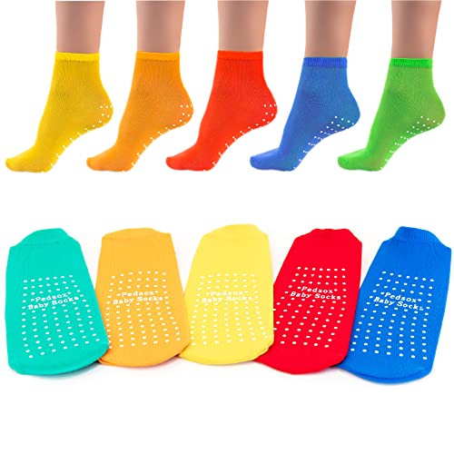 Pedsox, Calze Igieniche Monouso Antiscivolo per Bambini, Confezione da 125 paia, Ideali per Parchi Gioco, 3-10 Anni, Taglia Unica, Colori Assortiti