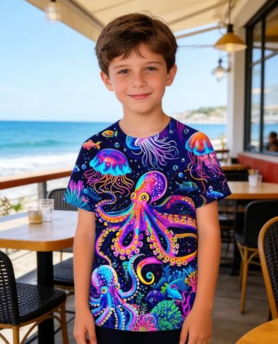 Image of uideazone Tshirts for Boys Kids Short Sleeve T-Shirt 3D Graphic Tee Shirts Tops Clothes 4-16 Years