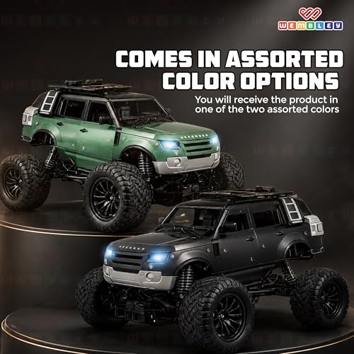 Image of Wembley Defend Climbing Remote Control Car for Kids 4-12 Years, 1:18 RC Monster Truck 2WD with Dual Spray Smoke, LED Lights, 2.4GHz Long Range, Alloy Body Off Road Car, Type C Rechargeable SUV