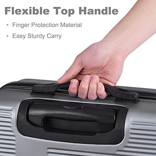 GarveeHome Carry On Luggage with Wheels, ABS 3 Pieces 20"/24"/28" Silver+Grey TSA Lock Hardside Expandable Spinner Luggages Lightweight Rolling Suitcase for Business, Travel4