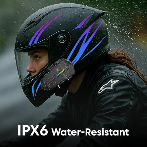 Image of Sounce Jarvis Scout Bluetooth Helmet Headset - Wireless Dual Earphones with 50mm HD Speakers, IP67 Waterproof, Auto Call Answer, Voice Assistant, 800mAh Battery, V5.4 Wireless Compatible