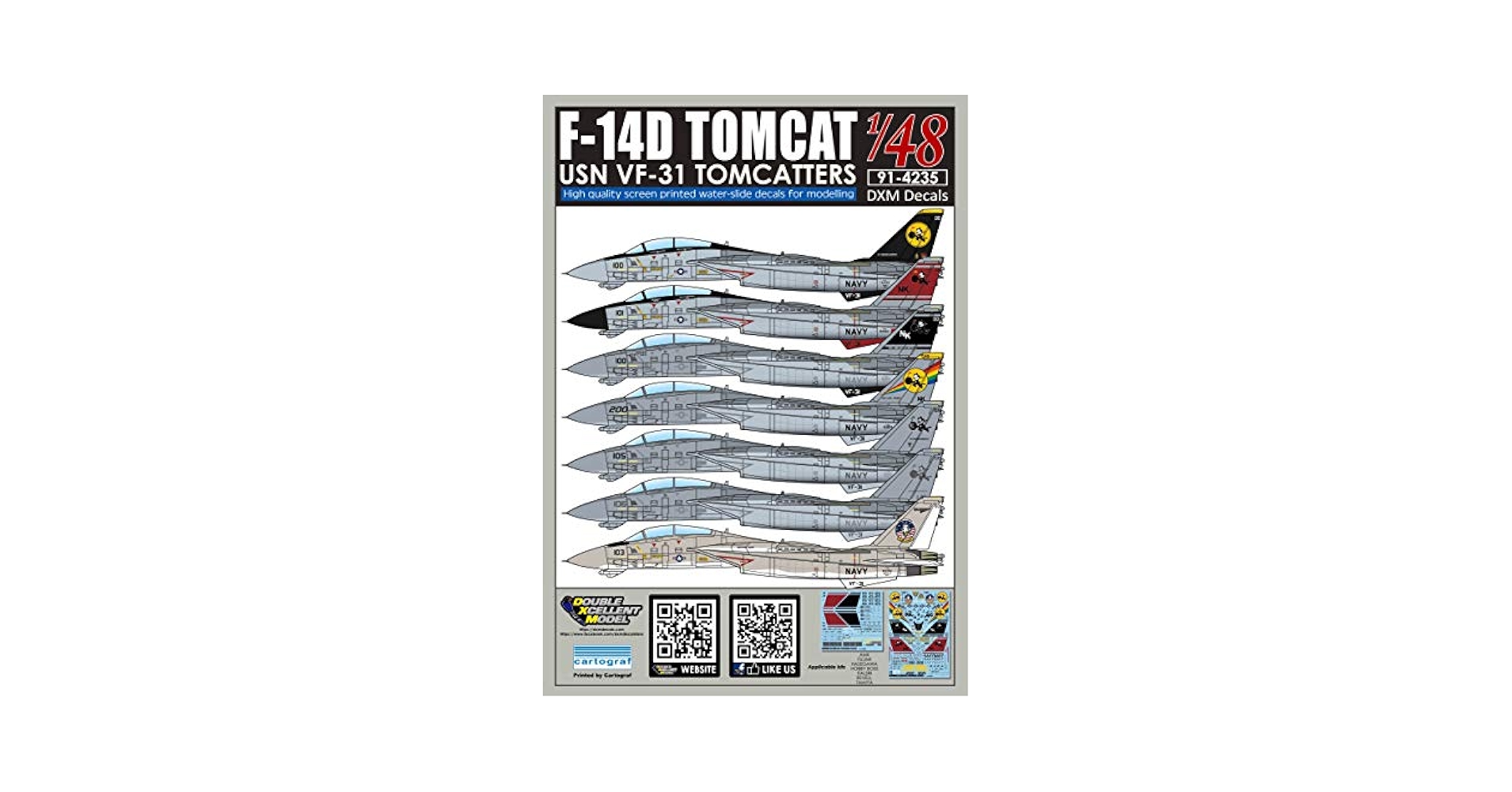 ハセガワ1/48 F-14D VF-31 TOMCATTERS　カルトグラフ Amazon | DXMデカール1/48 USN F-14D Tomcat VF-31 
