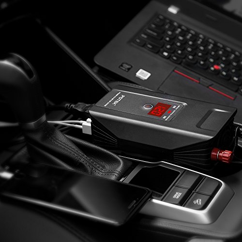 POTEK 500W Power Inverter DC 12 V to 110V AC Car Converter with Digital Display Dual AC Outlets and Dual USB Charging Ports for Tablets, Laptop and Smartphones
