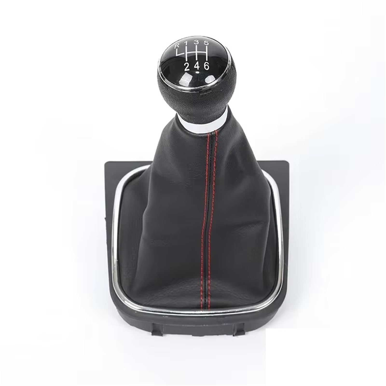 Pdurmbuab 6 Speed Red Line Gear Shift Knob Manual 5/6 Speed Stick Gear Shift Knob With Leather Boot Collar Case For Golf 5 V 6 Vi Mk5 Mk6 Jetta 2005-2014