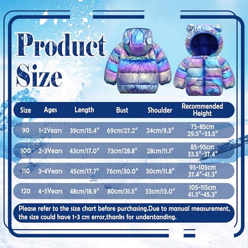 JinBei Jungen Winterjacke Kleinkind Steppjacke Blau Winddicht Kinderjacke mit Kapuze Ultraleicht Kinder Jacket Wintermantel Baby Winter Jacke mit Taschen, GR.86-92, 1-2 Jahre