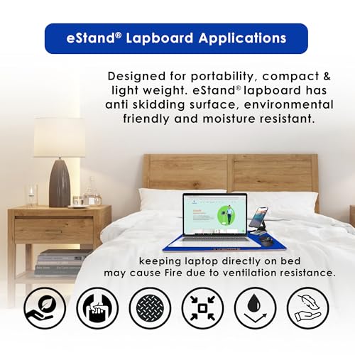 Image of Lap Board for Study | Home | Dining | Office | Laptop | Computer Desk | Reading & Writing | Multi-Purpose | Made in India | (Blue, LB-16X24-BLUE)