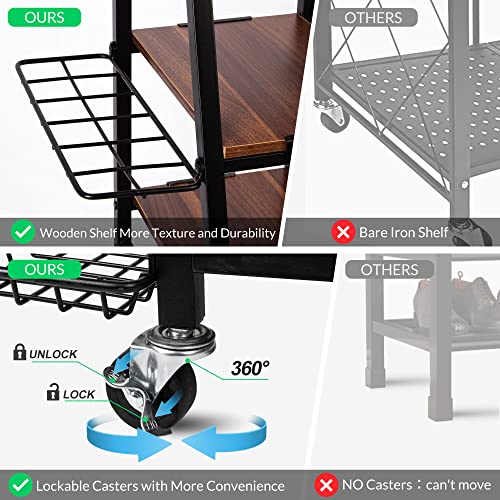 Sttoraboks 2 Golf Bags Storage Garage Organizer, Golf Bag Rack Fits 2 Golf Bags And Golf Equipment Accessories, Golf Club Storage Stand With Wooden Shelf And Lockable Wheels For Garage Indoor Basement #TOP3