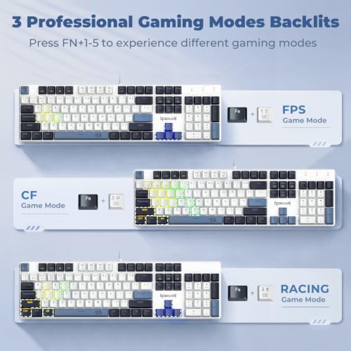 Image of Redragon Mechanical Gaming Keyboard Wired, 11 Programmable Backlit Modes, Hot-Swappable Red Switch, Anti-Ghosting, Double-Shot PBT Keycaps, Light Up Keyboard for PC Mac, Blue