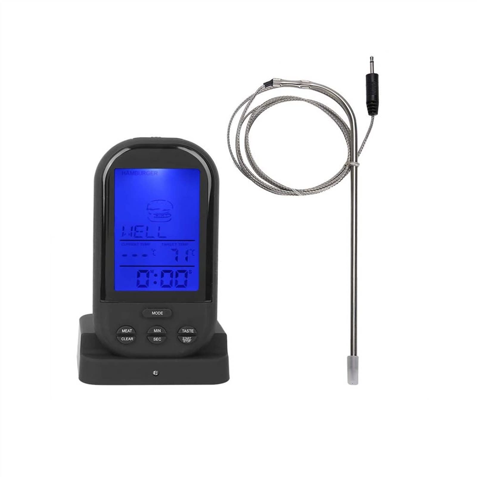 Termometro per Carne, Lettura istantanea, termometro LCD Digitale, termometro da Cucina per bistecche Wireless, con Doppie sonde in Acciaio Inossidabile per Cucinare, Grigliare Barbecue, Forno