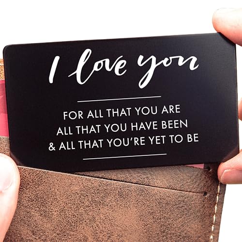 I Love You Wallet Card – Engraved Keepsake for Him or Her, Durable Metal Wallet Insert, Sentimental Love Note for Anniversary, Birthday, or Any Occasion