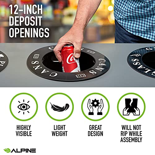 Alpine Industries Adirpro Recycling Center 28 Gallons - Durable Corrugated Plastic Waste/Trash Organizer Ideal For Kitchen Office Hospital (3 Bins) #TOP3